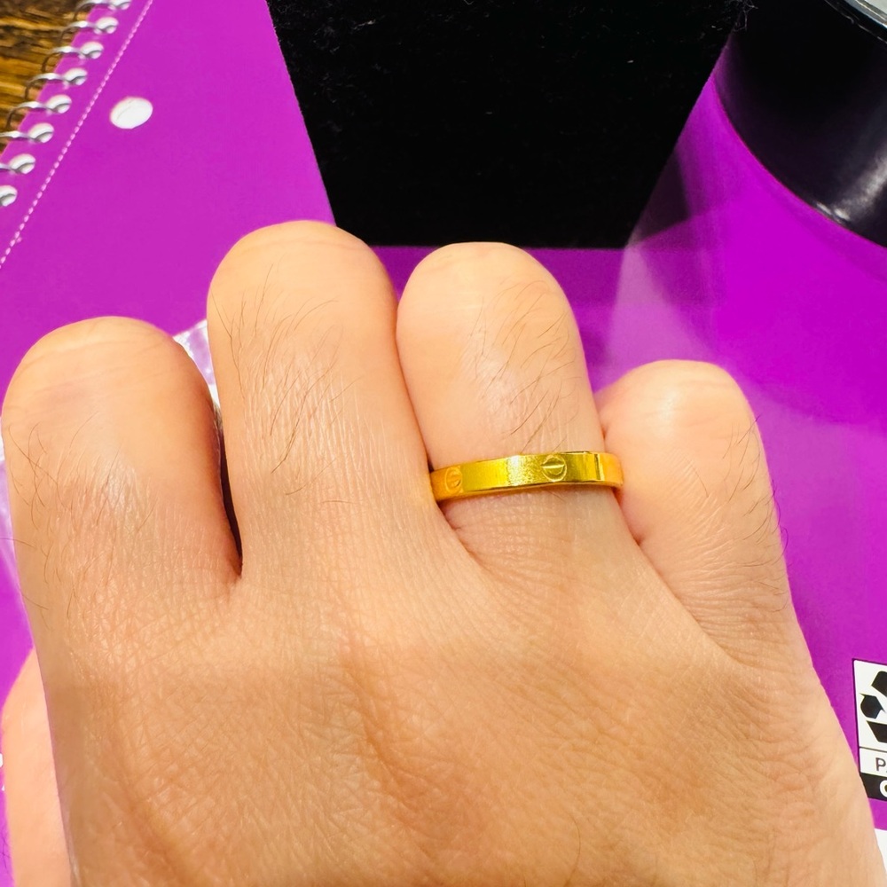 18K Saudi Gold Thick Ring solid Love Ring Size 6